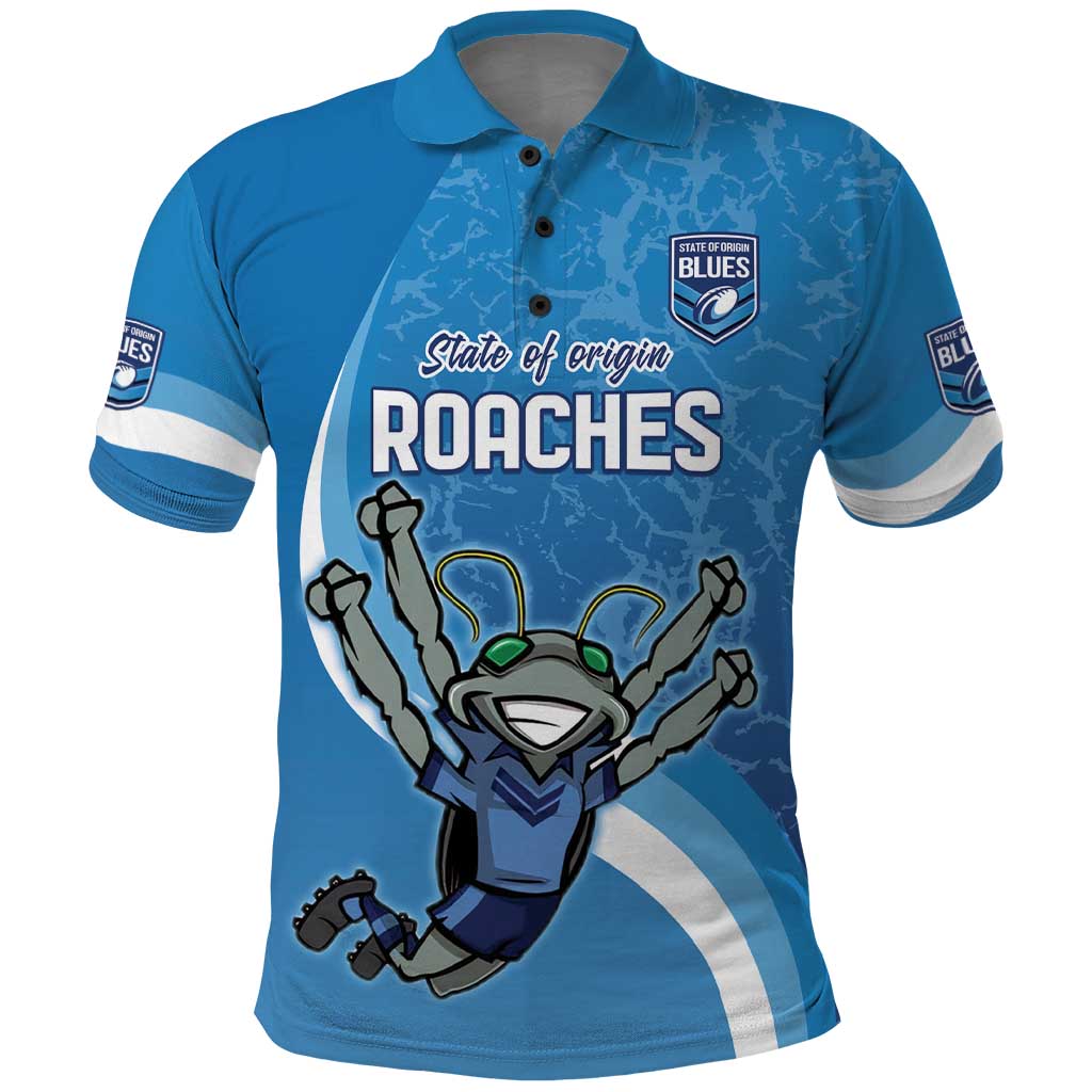 Custom NSW Cockroaches Blues Polo Shirt New South Wales Origin No2