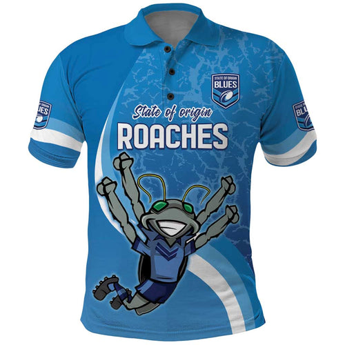 Custom NSW Cockroaches Blues Polo Shirt New South Wales Origin No2