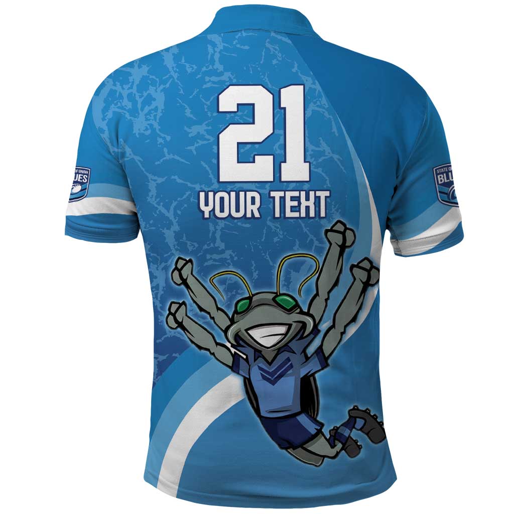 Custom NSW Cockroaches Blues Polo Shirt New South Wales Origin No2