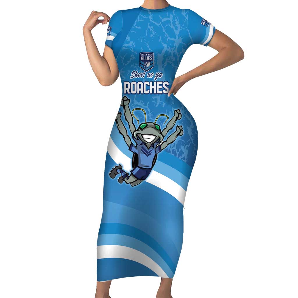 Custom NSW Cockroaches Blues Short Sleeve Bodycon Dress New South Wales Origin No2