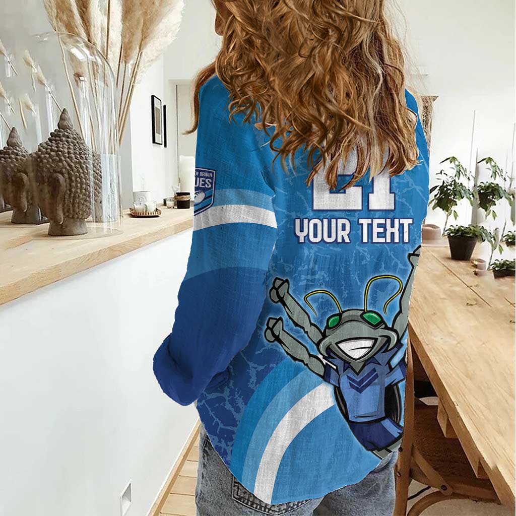 Custom NSW Cockroaches Blues Women Casual Shirt New South Wales Origin No2