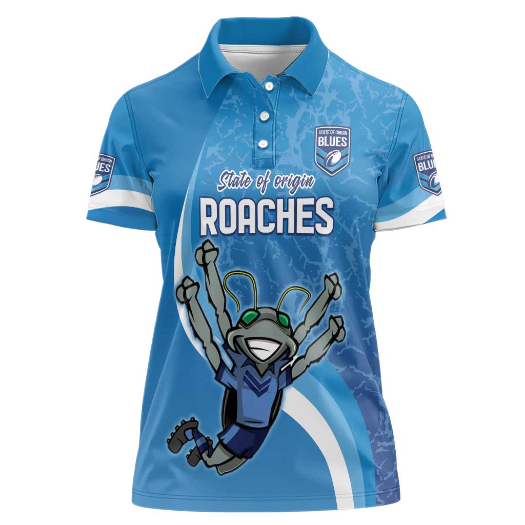 Custom NSW Cockroaches Blues Women Polo Shirt New South Wales Origin No2