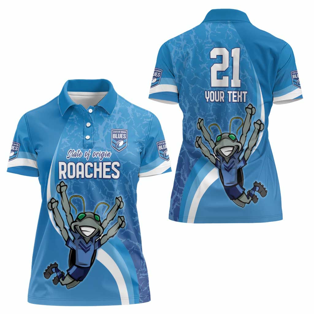 Custom NSW Cockroaches Blues Women Polo Shirt New South Wales Origin No2