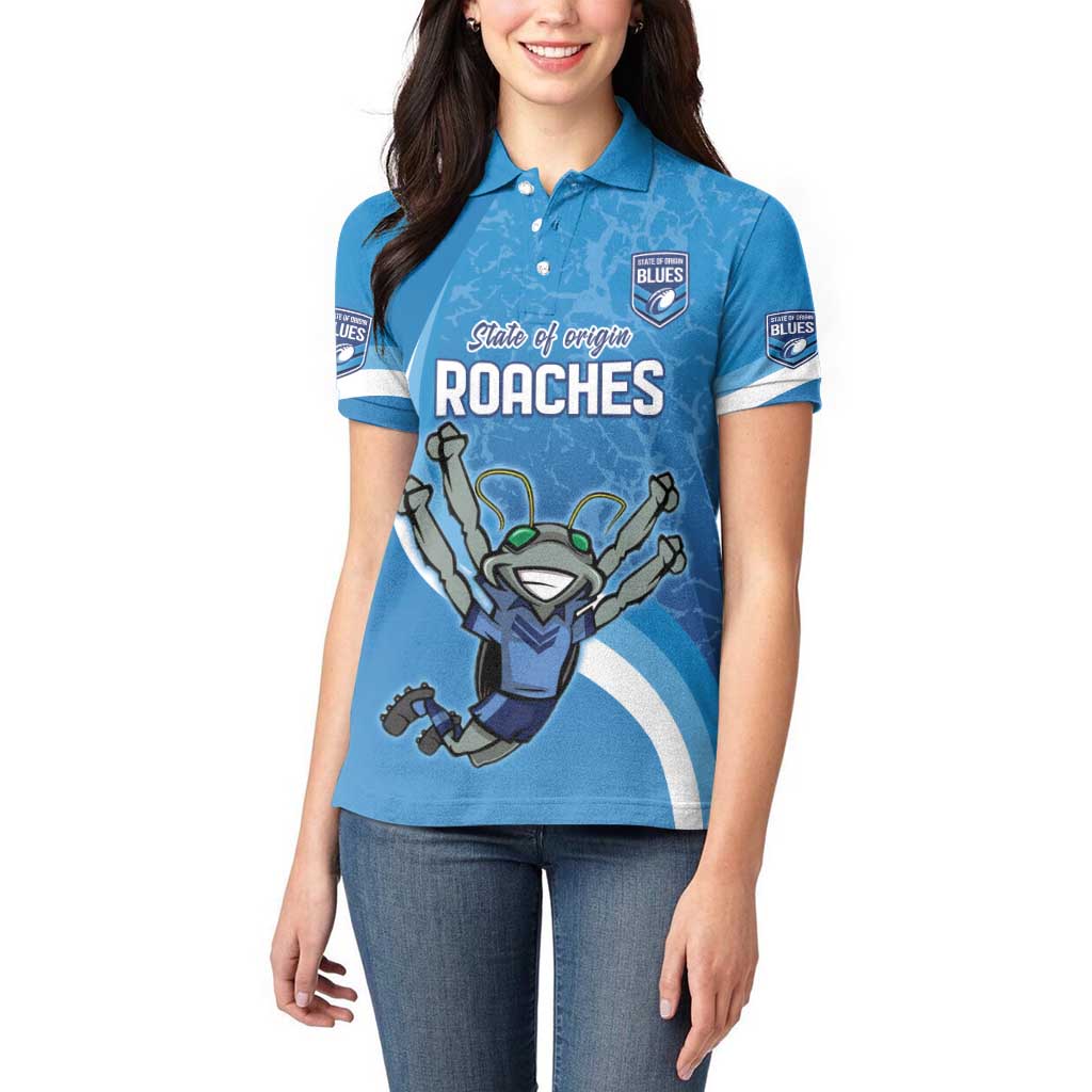 Custom NSW Cockroaches Blues Women Polo Shirt New South Wales Origin No2