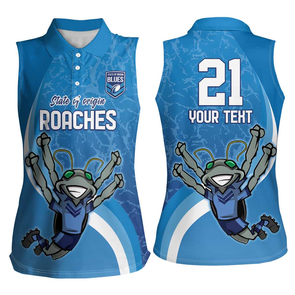 Custom NSW Cockroaches Blues Women Sleeveless Polo Shirt New South Wales Origin No2