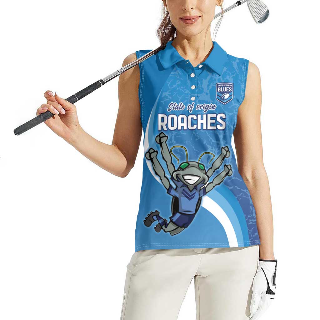 Custom NSW Cockroaches Blues Women Sleeveless Polo Shirt New South Wales Origin No2
