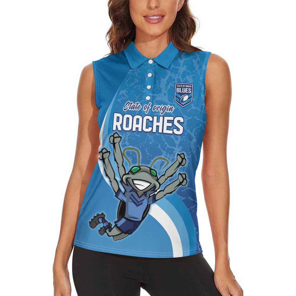 Custom NSW Cockroaches Blues Women Sleeveless Polo Shirt New South Wales Origin No2