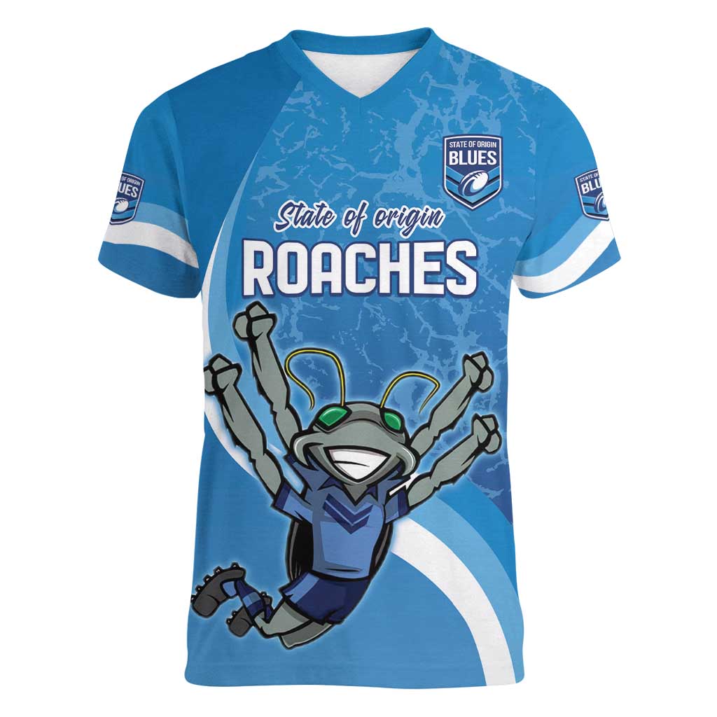 Custom NSW Cockroaches Blues Women V-Neck T-Shirt New South Wales Origin No2