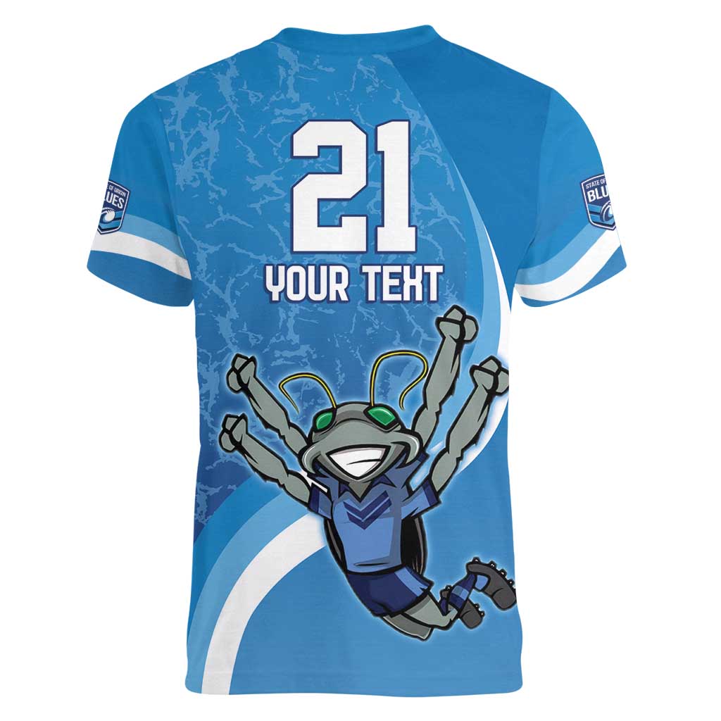 Custom NSW Cockroaches Blues Women V-Neck T-Shirt New South Wales Origin No2