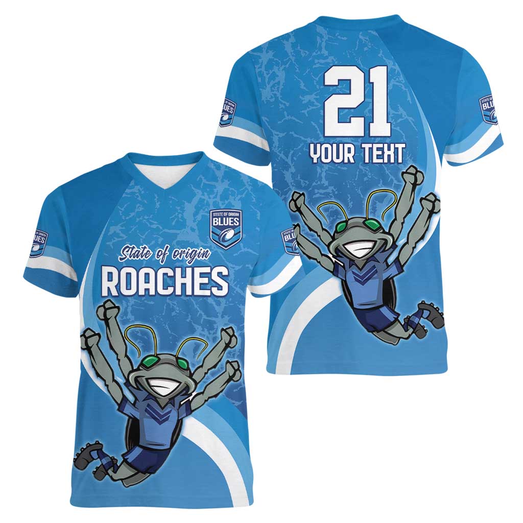 Custom NSW Cockroaches Blues Women V-Neck T-Shirt New South Wales Origin No2