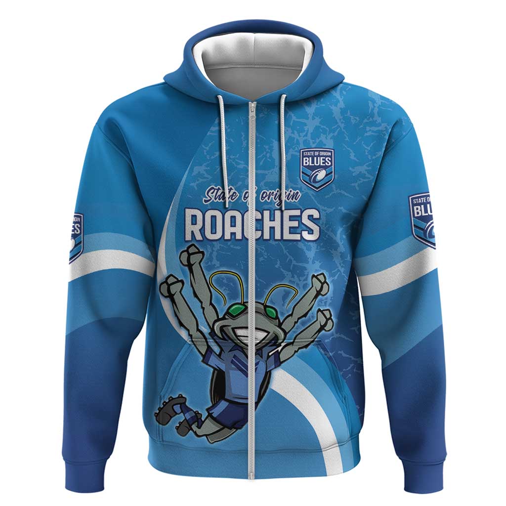 Custom NSW Cockroaches Blues Zip Hoodie New South Wales Origin No2