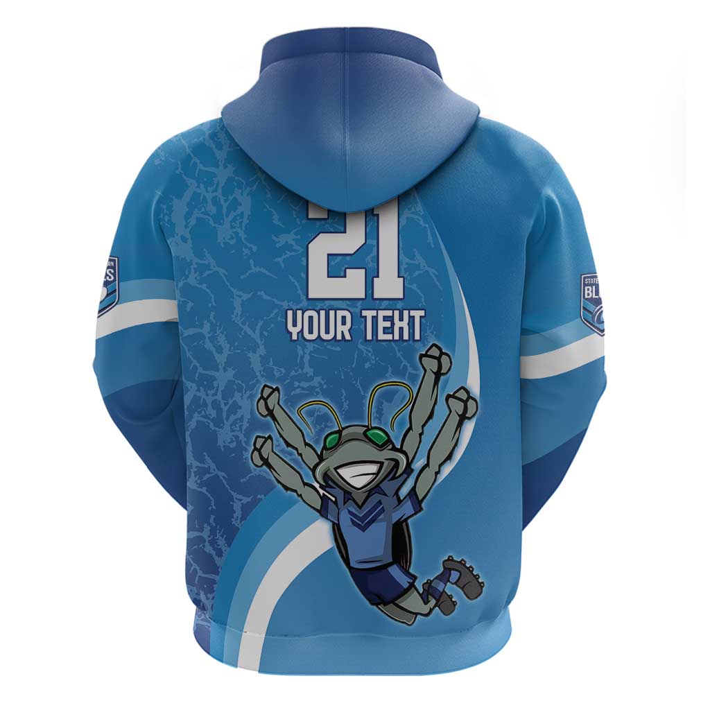 Custom NSW Cockroaches Blues Zip Hoodie New South Wales Origin No2