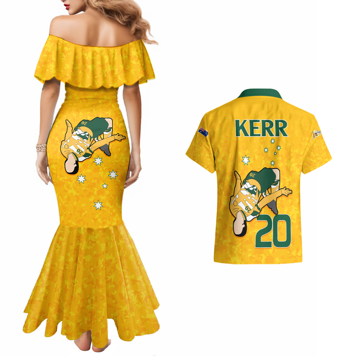 sam-kerr-matildas-couples-matching-mermaid-dress-and-hawaiian-shirt-australia-soccer-go-world-cup-2023