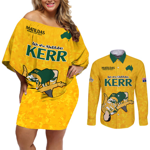 sam-kerr-matildas-couples-matching-off-shoulder-short-dress-and-long-sleeve-button-shirts-australia-soccer-go-world-cup-2023