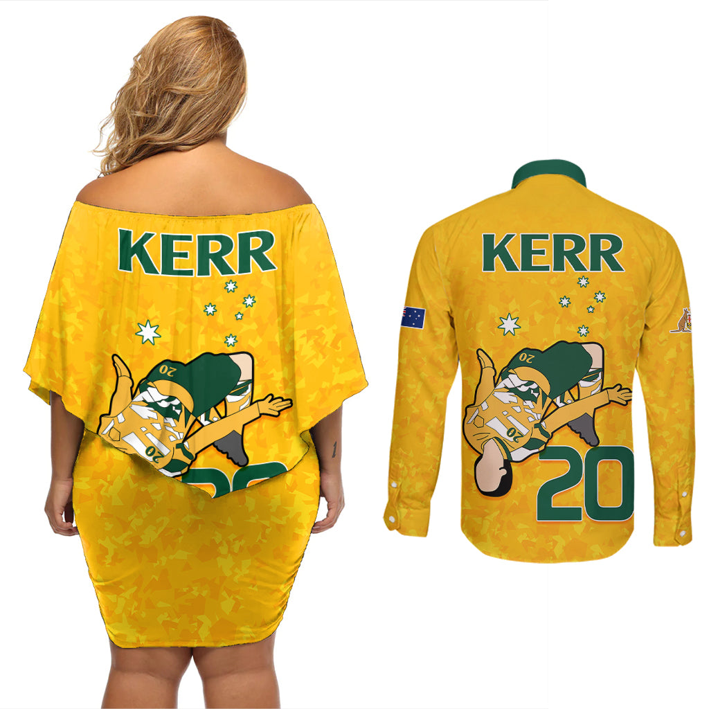 sam-kerr-matildas-couples-matching-off-shoulder-short-dress-and-long-sleeve-button-shirts-australia-soccer-go-world-cup-2023