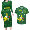 Personalised Australia Go Paris 2024 Couples Matching Long Sleeve Bodycon Dress and Hawaiian Shirt National Color Ver1