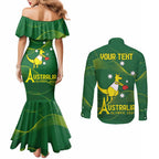 Personalised Australia Go Paris 2024 Couples Matching Mermaid Dress and Long Sleeve Button Shirt National Color Ver1
