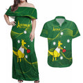 Personalised Australia Go Paris 2024 Couples Matching Off Shoulder Maxi Dress and Hawaiian Shirt National Color Ver1
