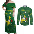 Personalised Australia Go Paris 2024 Couples Matching Off Shoulder Maxi Dress and Long Sleeve Button Shirt National Color Ver1