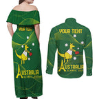 Personalised Australia Go Paris 2024 Couples Matching Off Shoulder Maxi Dress and Long Sleeve Button Shirt National Color Ver1