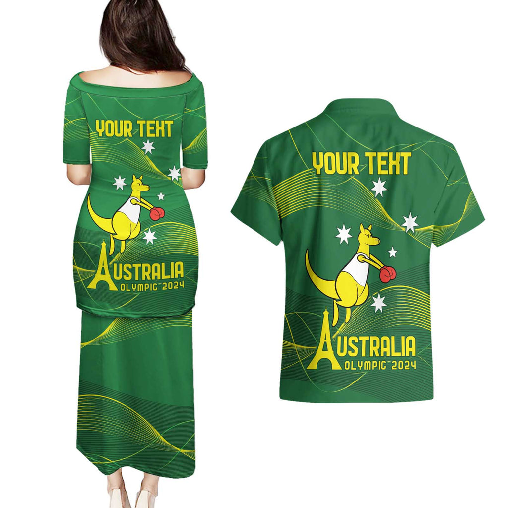 Personalised Australia Go Paris 2024 Couples Matching Puletasi and Hawaiian Shirt National Color Ver1