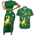 Personalised Australia Go Paris 2024 Couples Matching Short Sleeve Bodycon Dress and Hawaiian Shirt National Color Ver1