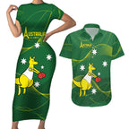 Personalised Australia Go Paris 2024 Couples Matching Short Sleeve Bodycon Dress and Hawaiian Shirt National Color Ver1