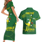 Personalised Australia Go Paris 2024 Couples Matching Short Sleeve Bodycon Dress and Hawaiian Shirt National Color Ver1