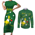 Personalised Australia Go Paris 2024 Couples Matching Short Sleeve Bodycon Dress and Long Sleeve Button Shirt National Color Ver1