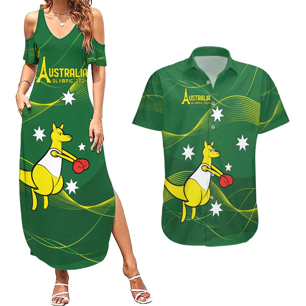 Personalised Australia Go Paris 2024 Couples Matching Summer Maxi Dress and Hawaiian Shirt National Color Ver1
