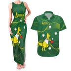 Personalised Australia Go Paris 2024 Couples Matching Tank Maxi Dress and Hawaiian Shirt National Color Ver1