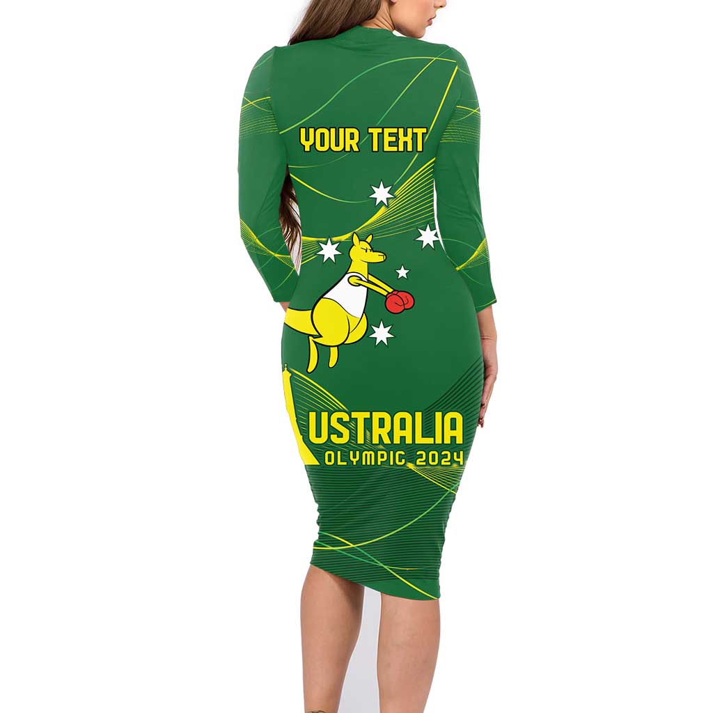 Personalised Australia Go Paris 2024 Family Matching Long Sleeve Bodycon Dress and Hawaiian Shirt National Color Ver1