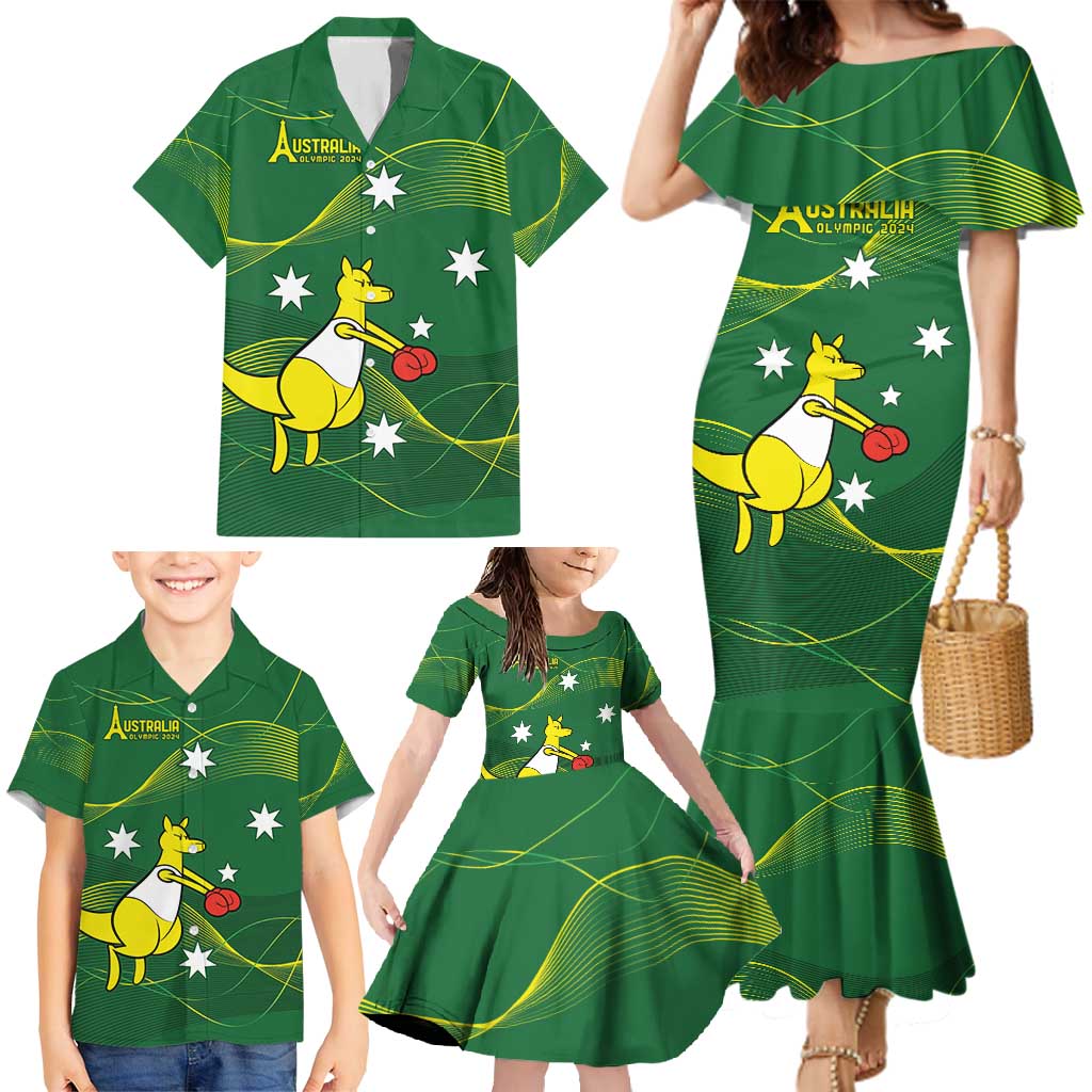 Personalised Australia Go Paris 2024 Family Matching Mermaid Dress and Hawaiian Shirt National Color Ver1
