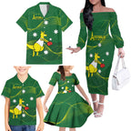 Personalised Australia Go Paris 2024 Family Matching Off The Shoulder Long Sleeve Dress and Hawaiian Shirt National Color Ver1