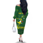 Personalised Australia Go Paris 2024 Family Matching Off The Shoulder Long Sleeve Dress and Hawaiian Shirt National Color Ver1