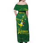 Personalised Australia Go Paris 2024 Family Matching Off Shoulder Maxi Dress and Hawaiian Shirt National Color Ver1