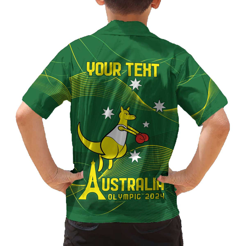 Personalised Australia Go Paris 2024 Family Matching Off Shoulder Short Dress and Hawaiian Shirt National Color Ver1