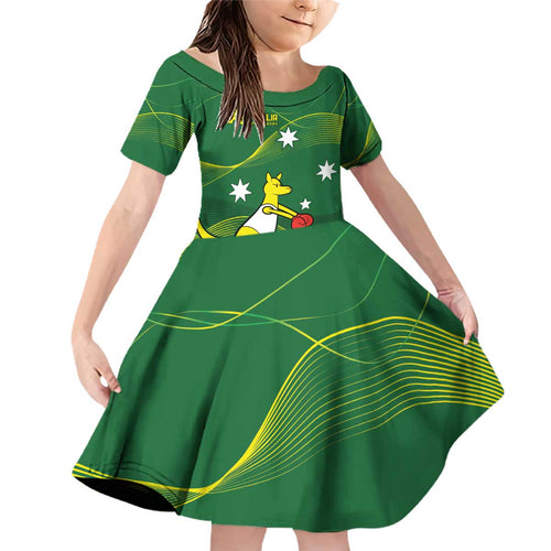 Personalised Australia Go Paris 2024 Family Matching Off Shoulder Short Dress and Hawaiian Shirt National Color Ver1
