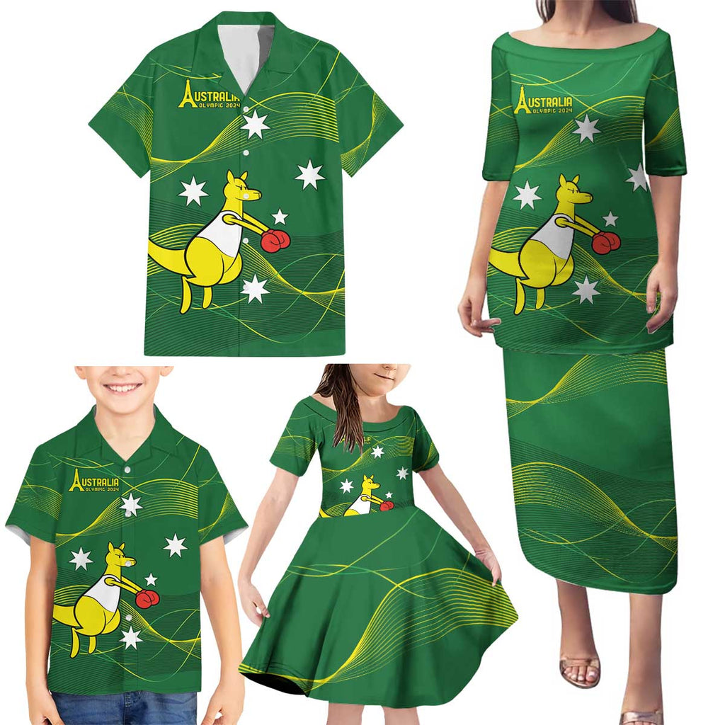 Personalised Australia Go Paris 2024 Family Matching Puletasi and Hawaiian Shirt National Color Ver1
