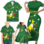 Personalised Australia Go Paris 2024 Family Matching Short Sleeve Bodycon Dress and Hawaiian Shirt National Color Ver1