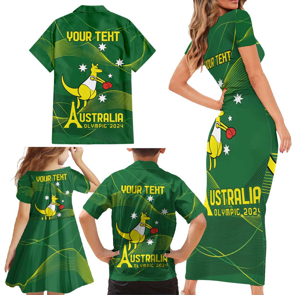 Personalised Australia Go Paris 2024 Family Matching Short Sleeve Bodycon Dress and Hawaiian Shirt National Color Ver1