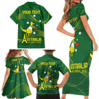 Personalised Australia Go Paris 2024 Family Matching Short Sleeve Bodycon Dress and Hawaiian Shirt National Color Ver1
