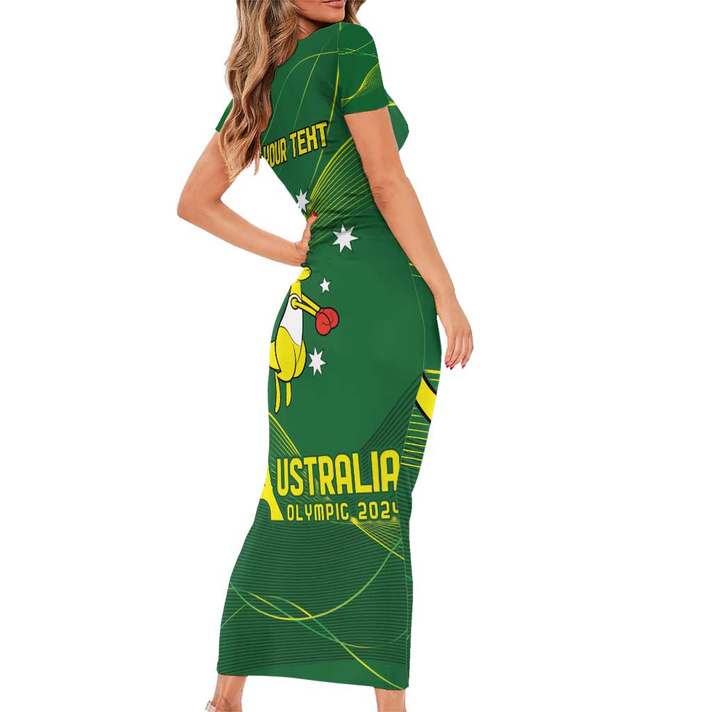 Personalised Australia Go Paris 2024 Family Matching Short Sleeve Bodycon Dress and Hawaiian Shirt National Color Ver1
