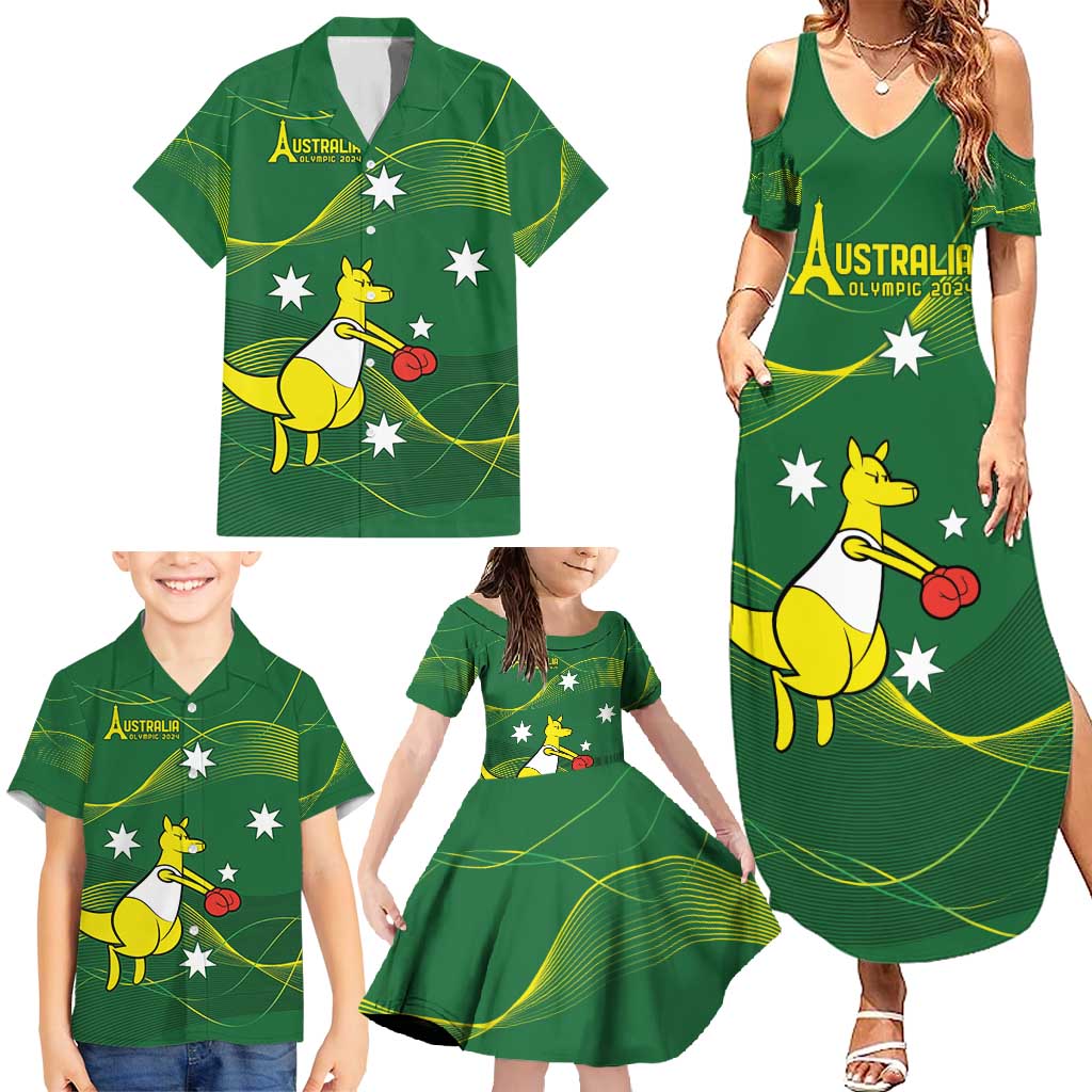 Personalised Australia Go Paris 2024 Family Matching Summer Maxi Dress and Hawaiian Shirt National Color Ver1