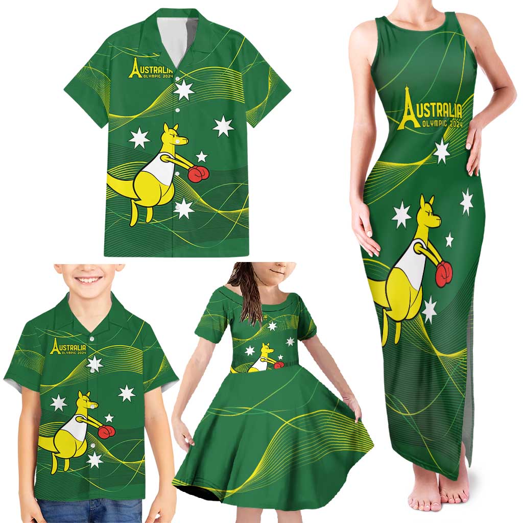Personalised Australia Go Paris 2024 Family Matching Tank Maxi Dress and Hawaiian Shirt National Color Ver1