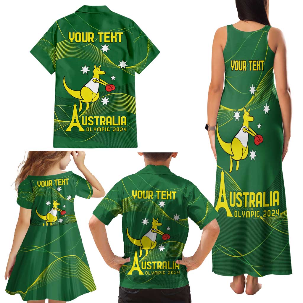 Personalised Australia Go Paris 2024 Family Matching Tank Maxi Dress and Hawaiian Shirt National Color Ver1