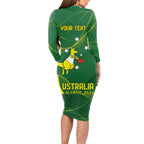 Personalised Australia Go Paris 2024 Long Sleeve Bodycon Dress National Color Ver1