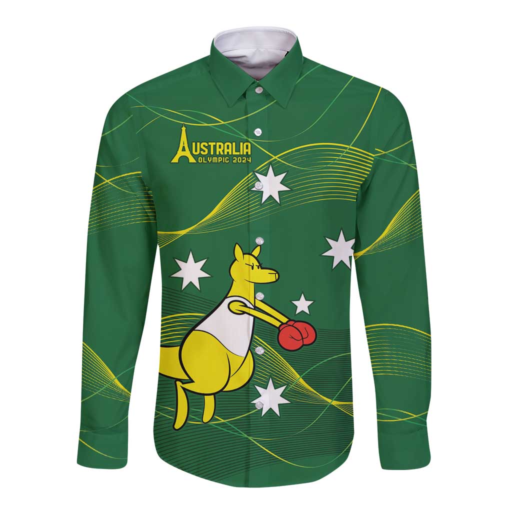 Personalised Australia Go Paris 2024 Long Sleeve Button Shirt National Color Ver1