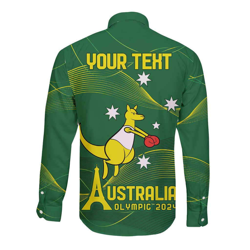 Personalised Australia Go Paris 2024 Long Sleeve Button Shirt National Color Ver1