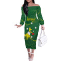 Personalised Australia Go Paris 2024 Off The Shoulder Long Sleeve Dress National Color Ver1